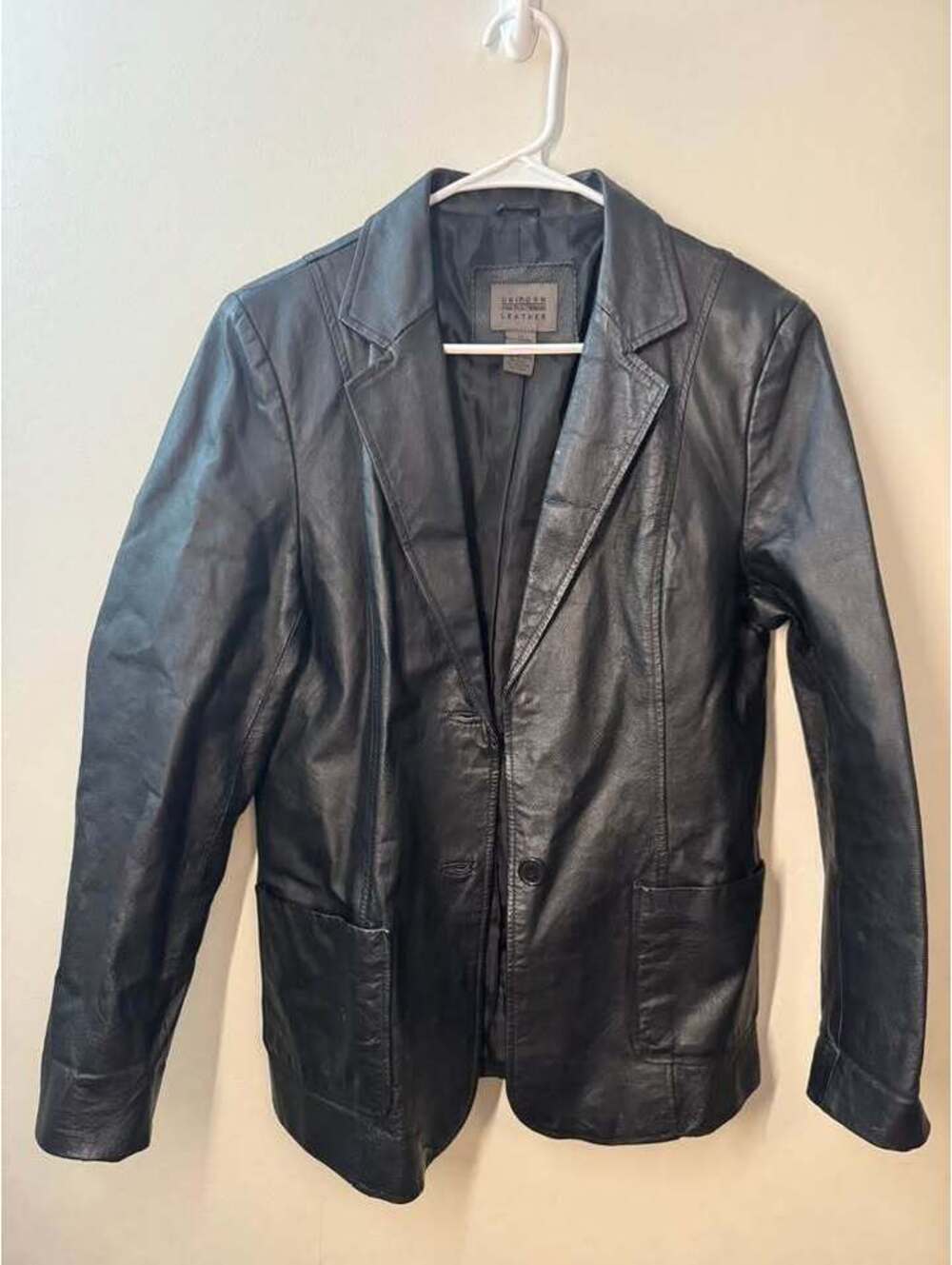 John Paul Richard Genuine Leather Blazer Jacket Women’s Size 12 Black